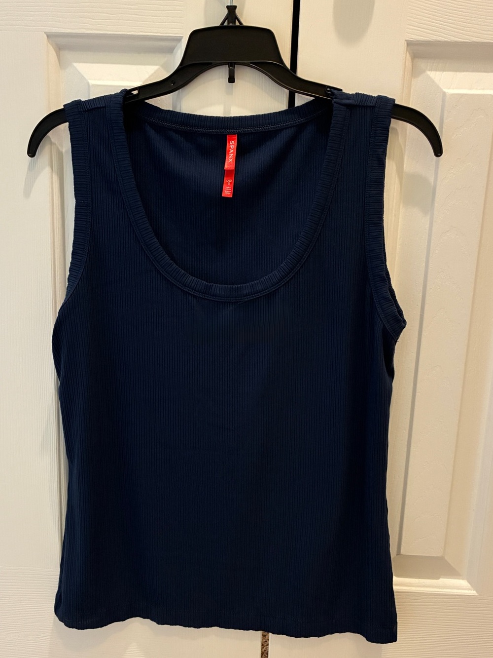SPANX Ribbed Scoop Neck Top in Navy Blue